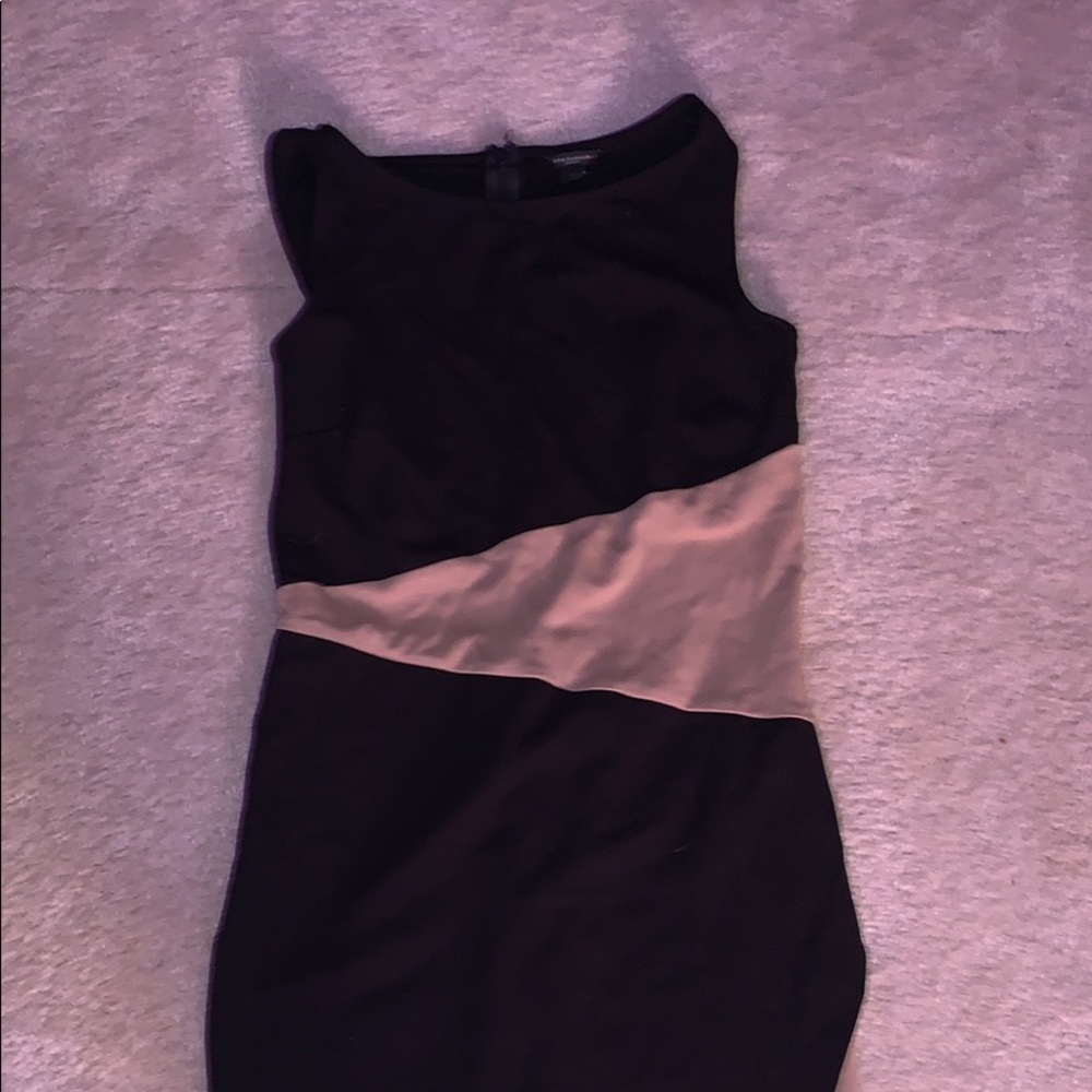 black & nude tight ann Taylor midi dress